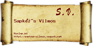 Sapkás Vilmos névjegykártya